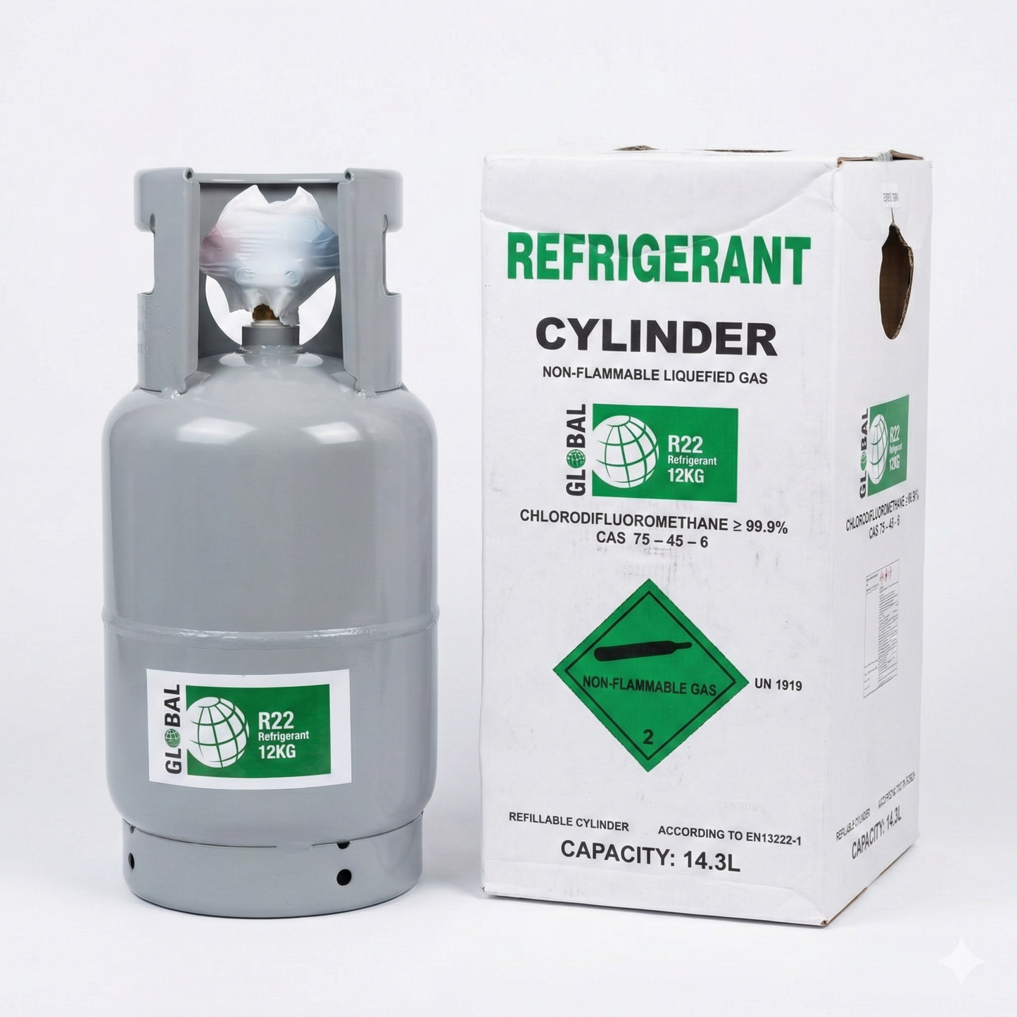 Freon GLOBAL R22 (12kg), povratna boca(punjiva, sa 2 ventila)