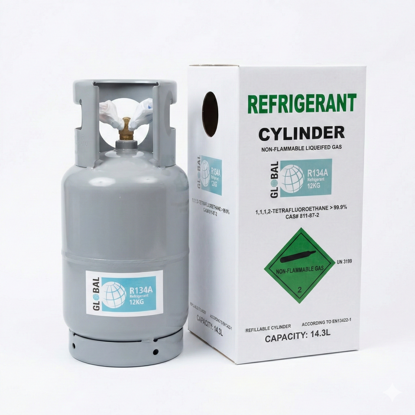 Freon GLOBAL R134A (12kg), povratna boca (punjiva, sa 2 ventila)