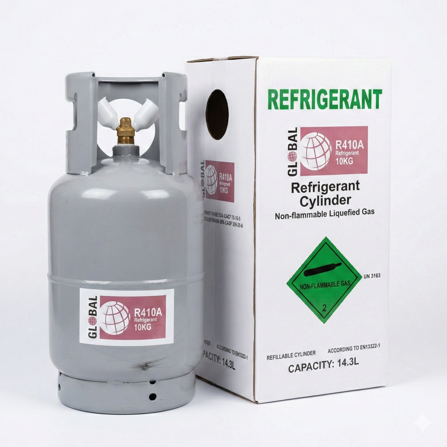 Freon GLOBAL R410A (10kg), povratna boca (punjiva, sa 2 ventila)