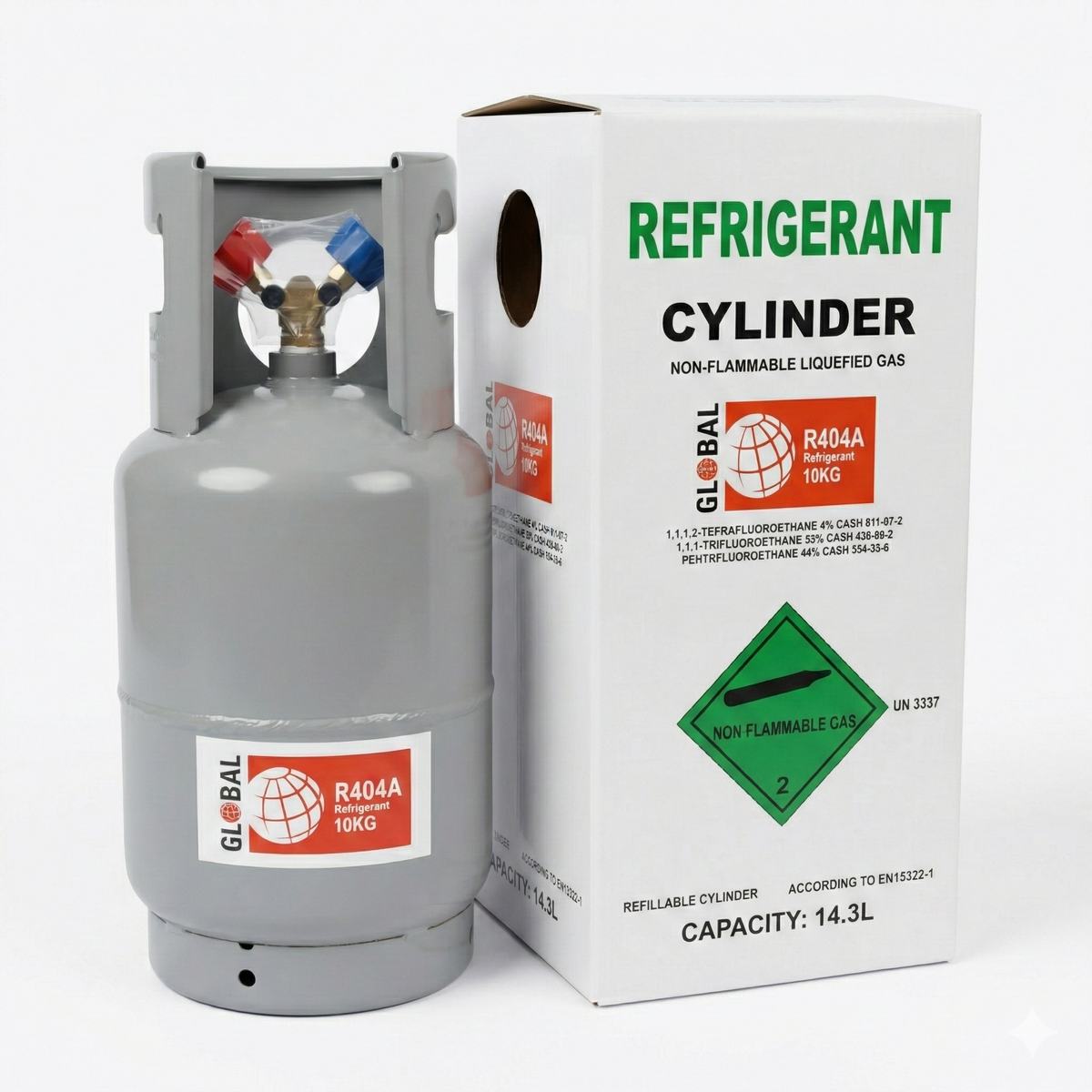 Freon GLOBAL R404A (10kg), povratna boca (punjiva, sa 2 ventila)